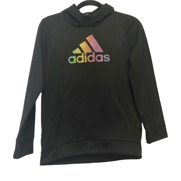 Adidas Black Rainbow Logo Sweatshirt Hoodie - Picture 1 of 5